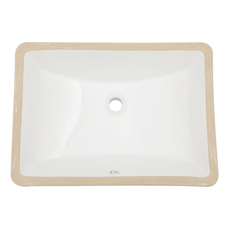 Lofeyo 21" Bathroom Vessel Undermounted Pure White Sink with Overflow, Rectangular