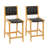 Set of 2 24" Seat Height Woven Faux Leather Bar Stools, Mid-Century Modern Counter Stools with Solid Wood Frame & Footrest, Waterproof for Kitchen Island, Living Room & Pub, Teak + Black