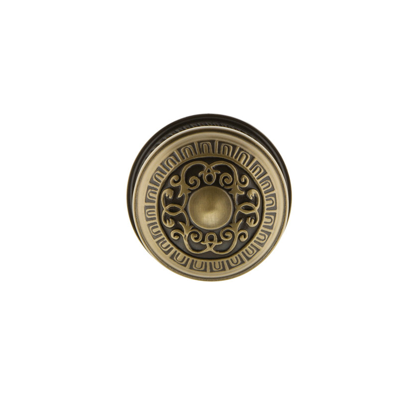 Rope Rosette with Egg & Dart Door Knob, Antique Brass