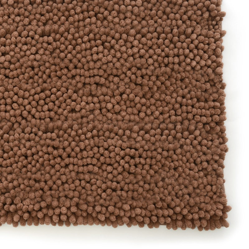 Tapis de bain rectangulaire en polyester antidérapant Evyan, l 17 po x L 24 po, Sable