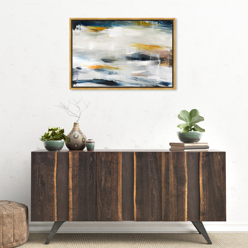 Pacific Waves Painting, Gold Framed, 45" H x 36" W