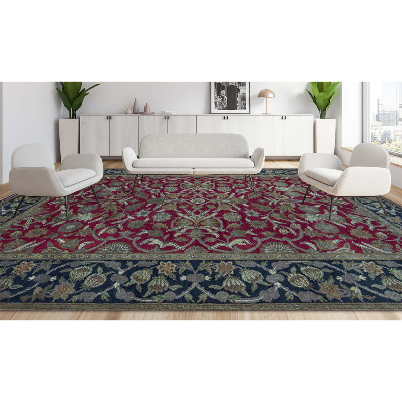 Suruchi Wool Oriental Area Rug in Red/Black, Rectangle 8'1" x 9'10"