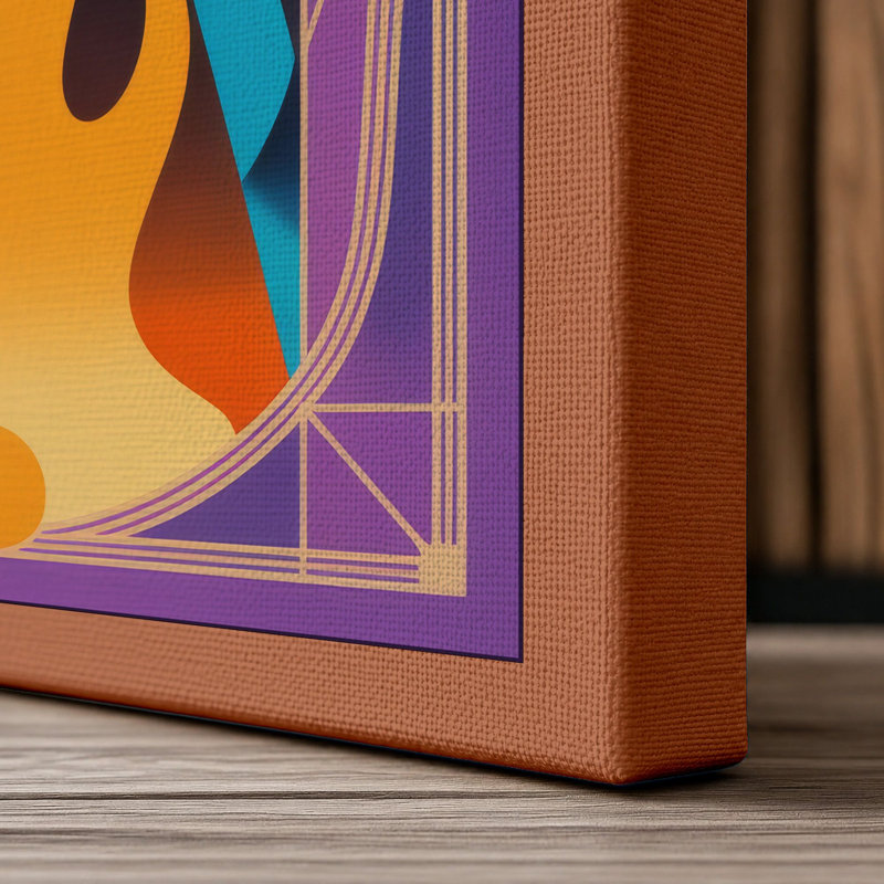 Figures Around Flame Modern 1 Piece Wrapped Canvas Wall Art, 24x16 - 61.0 x 40.6 cm, Terracotta Border