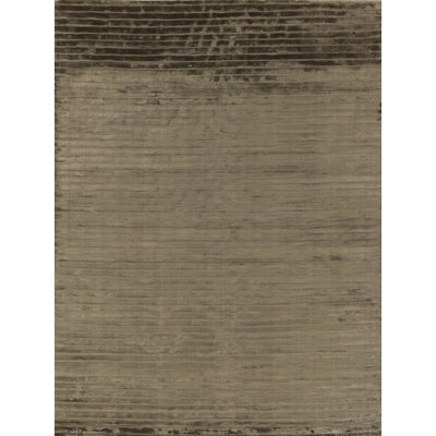 High Low Striped Area Rug in Khaki