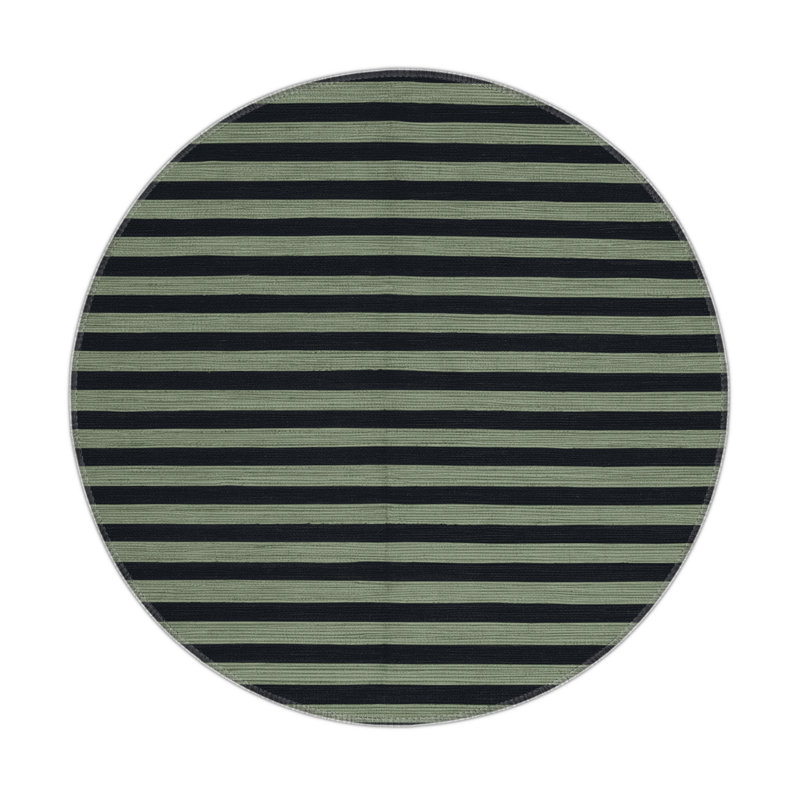Tapis intérieur / extérieur vert HorizontalStripes, Rond 5 pi