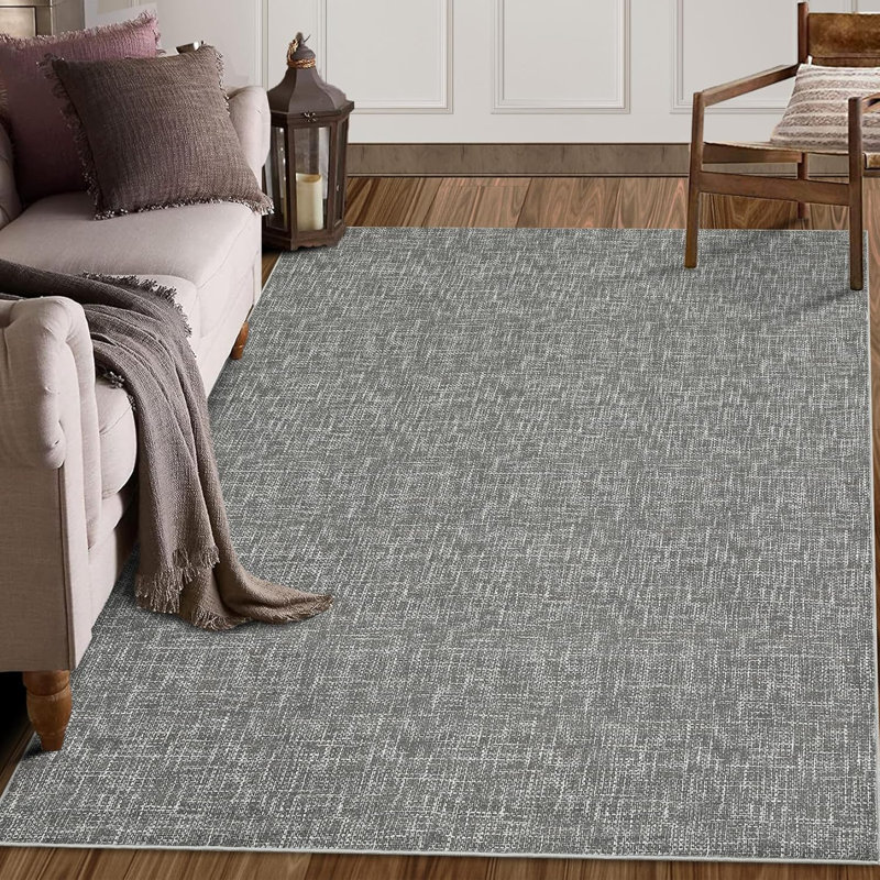 2x6 Runner Rug Washable Runner Rug Modern Abstract Runner Mat Hallway Contemporary Solid Rug Non-Slip Foldable Aesthetic Accent Floor Carpet Grey