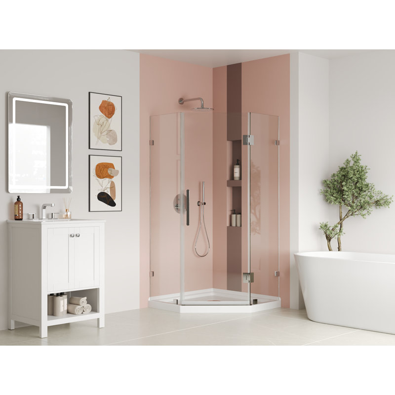  Base de douche Neo-Angle à simple seuil de L 35 po x l 35 po DeerValley, base de douche en acrylique blanc pour espace de douche en alcôve, base de douche en coin