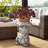 19"H Multi-Functional MGO Frog And Lotus Faux Concrete Garden Stool Or Planter Stand Or Accent Table