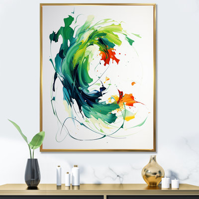 «Green and White Abstract Expression Peinture I», art mural abstrait