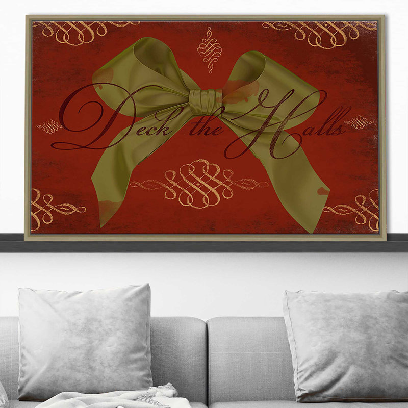 «Deck The Halls» par By Jodi - impression, H 31,5 po x l 51,5 po x P 2 po, Cadre flottant champagne