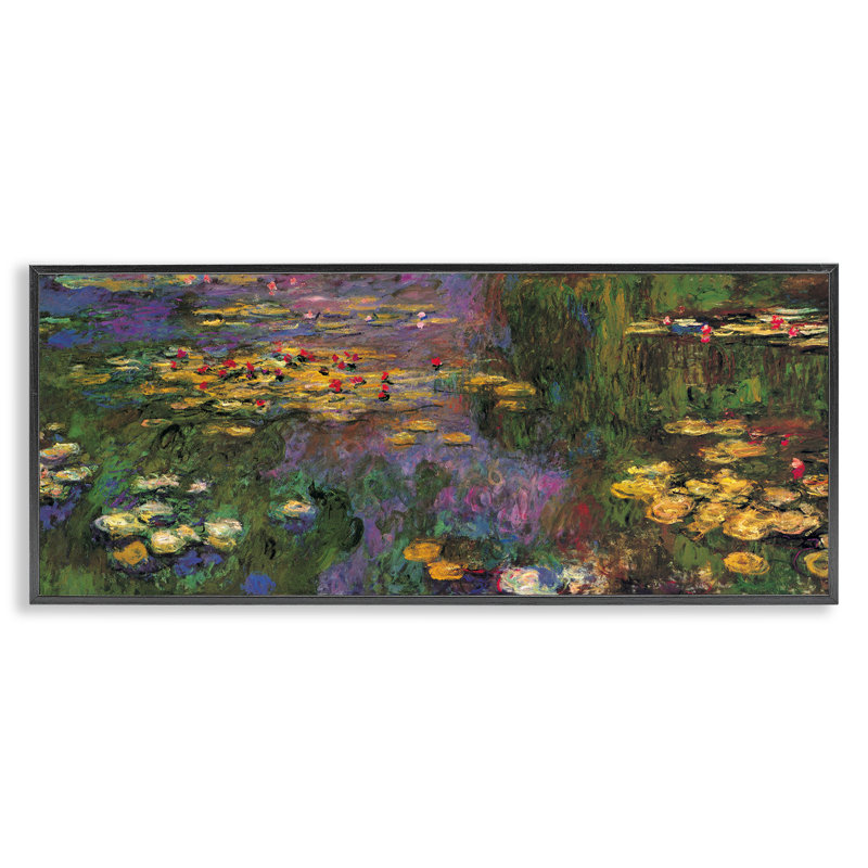 Art giclée de nymphéas traditionnels par Claude Monet, Giclée encadrée noir minuit, H 10 po x l 24 po