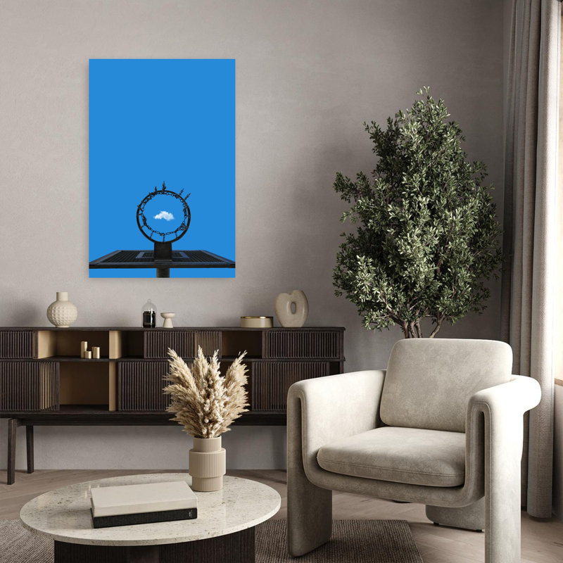 Nuage à travers le cerceau, paysage contemporain abstrait, art mural, 36" H x 24" W
