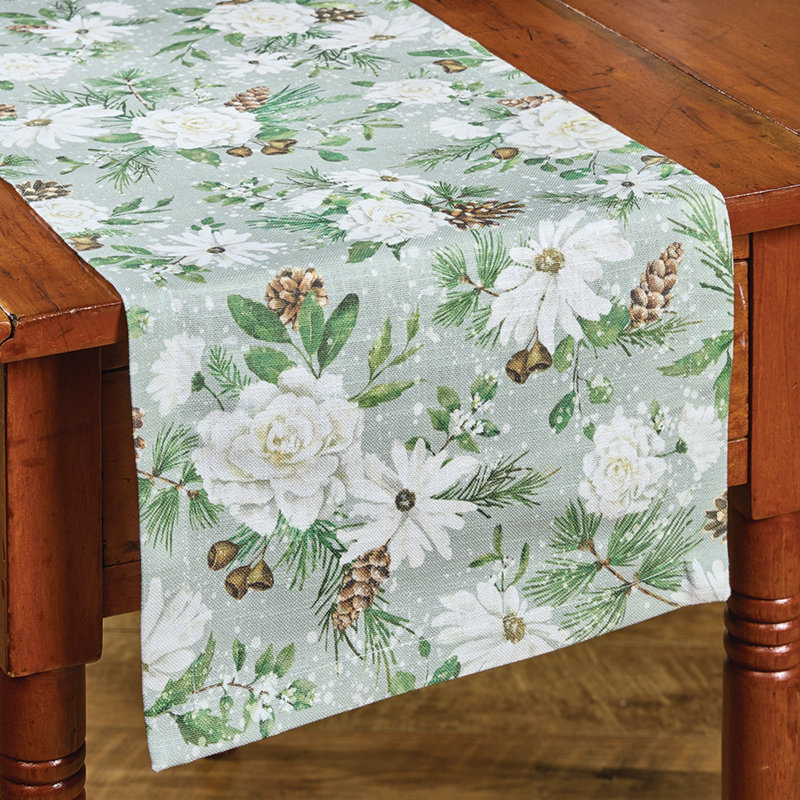  Snowflowers Table Runner 13 Inches x 54 Inches, 54" L x 13" W