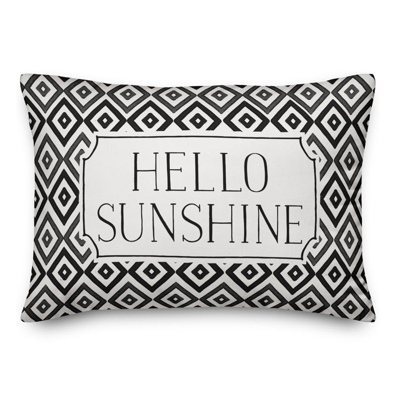 Housse de coussin rectangulaire d'extérieur Hello Sunshine, Noir