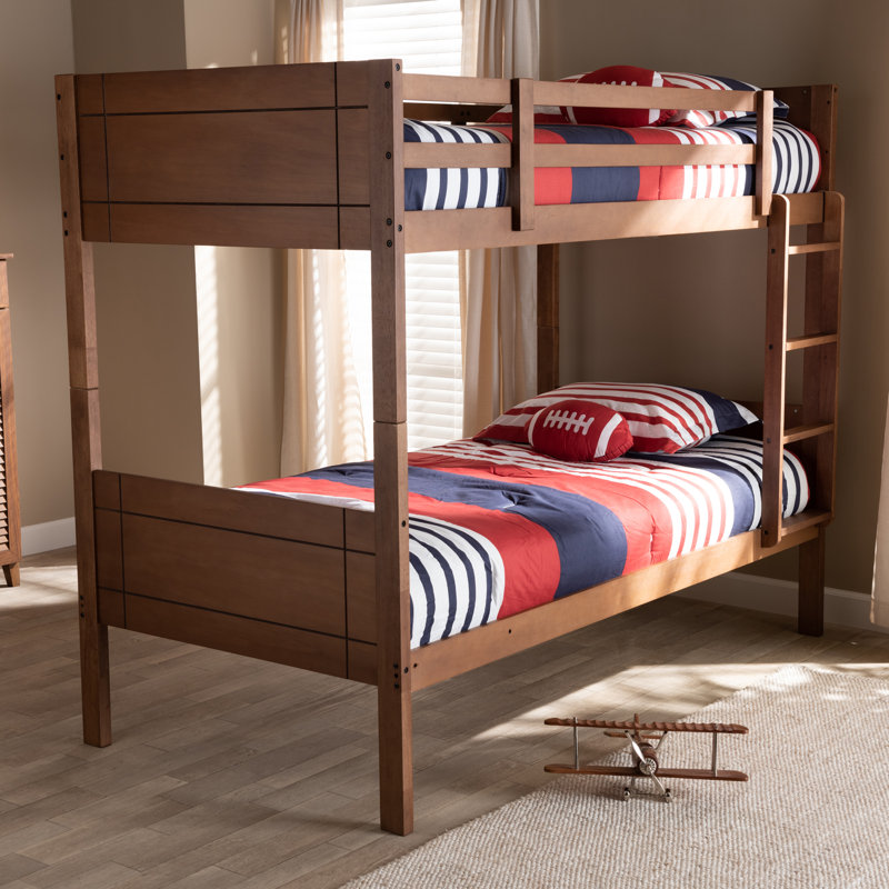 Keghan Kids Twin Over Twin Bunk Bed, Brown