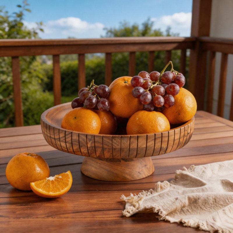 Bol à fruits en bois d'acacia 12 pi avec finition naturelle