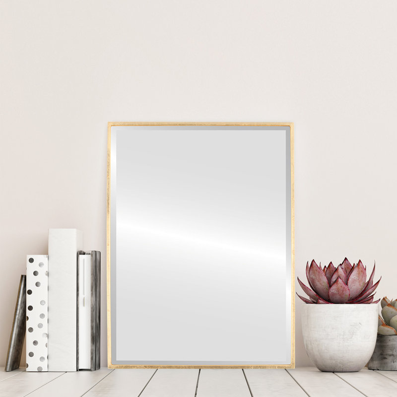 Bugarin Engineered Wood Flat Wall Mirror, 24.62" H x 30.62" W, Gold Leaf