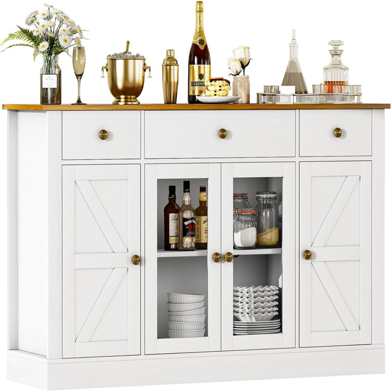 Buffet Abrianna, Blanc / brun