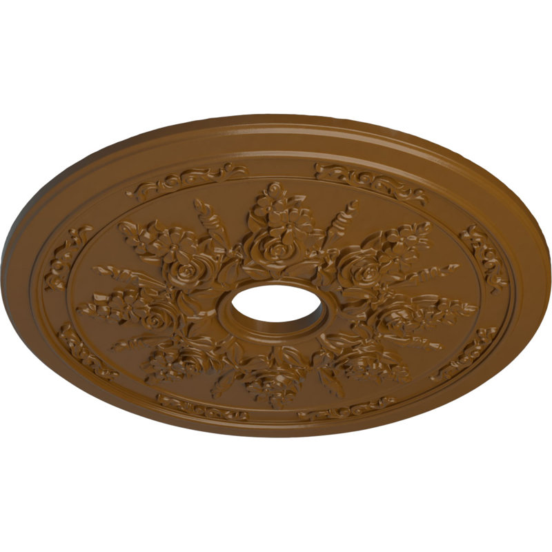 Rose et ruban H 12,25 po x l 23,5 po x P 23,62 po médaillon de plafond, Topaze fumée