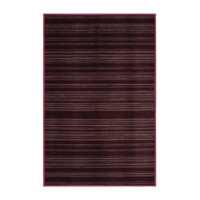 Machine Washable Horizontal Stripes Red Area Rug