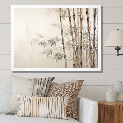 Beige minimalisme bambou sérénité IV - impression sur toile de bambou