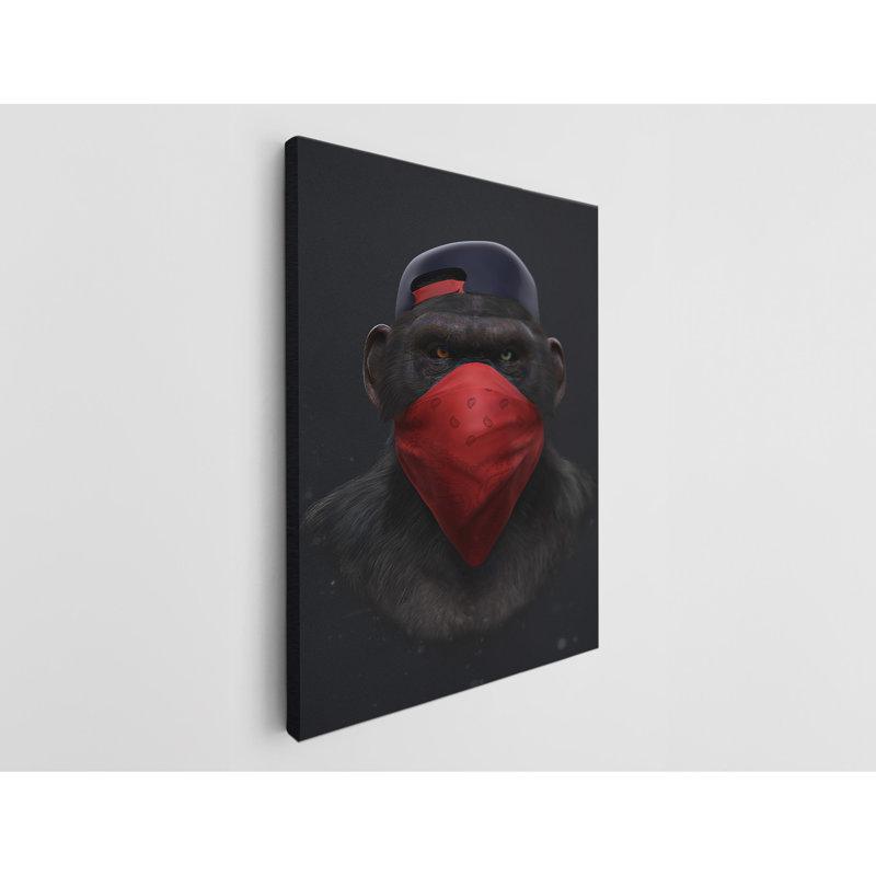 «Rebel Monkey With Face Bandana», reproduction sur toile, H 24 po x l 16 po x P 1 po