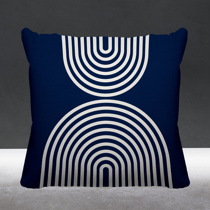 Coussin décoratif intérieur / extérieur Hali, L 17 po x H 17 po, Bleu marine