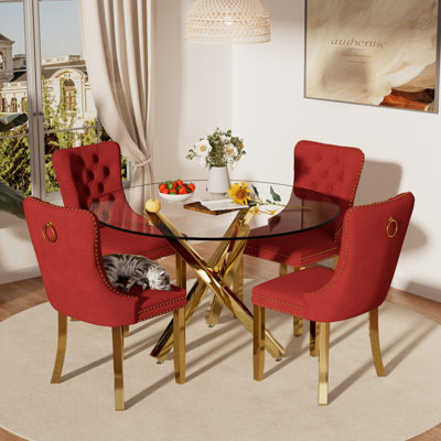 5-Piece Round Glass Dining Table Set