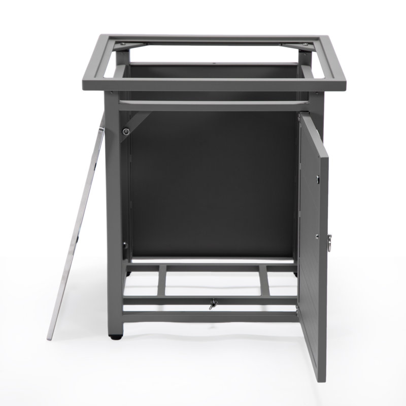 Walbrooke Square Propane Smokeless Fire Pit Table with Hidden Fuel Tank, Gray