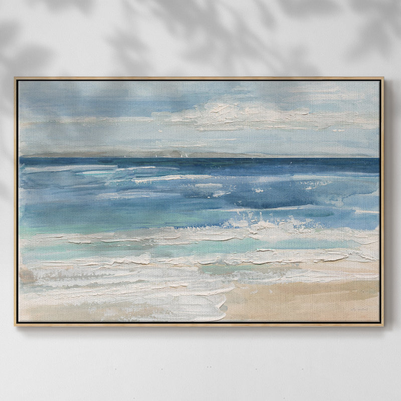 " Ocean Waves I ", 17" H x 25" W x 2" D, Natural Wood Framed Canvas