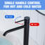 Robinet de salle de bain noir haut pour lavabo de salle de bain, robinet de salle de bain monotrou moderne-120789764