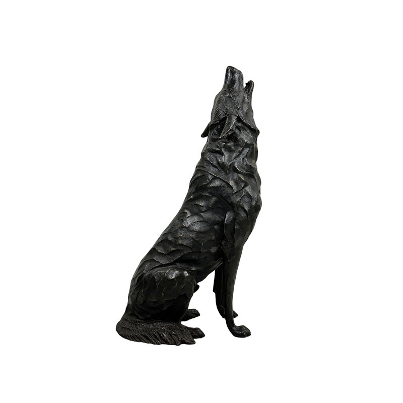 Bronze Sitting Wolf Sculpture