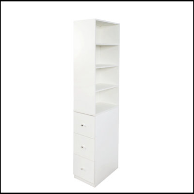Vitrine, étagère à 4 niveaux, 3 tiroirs latéraux