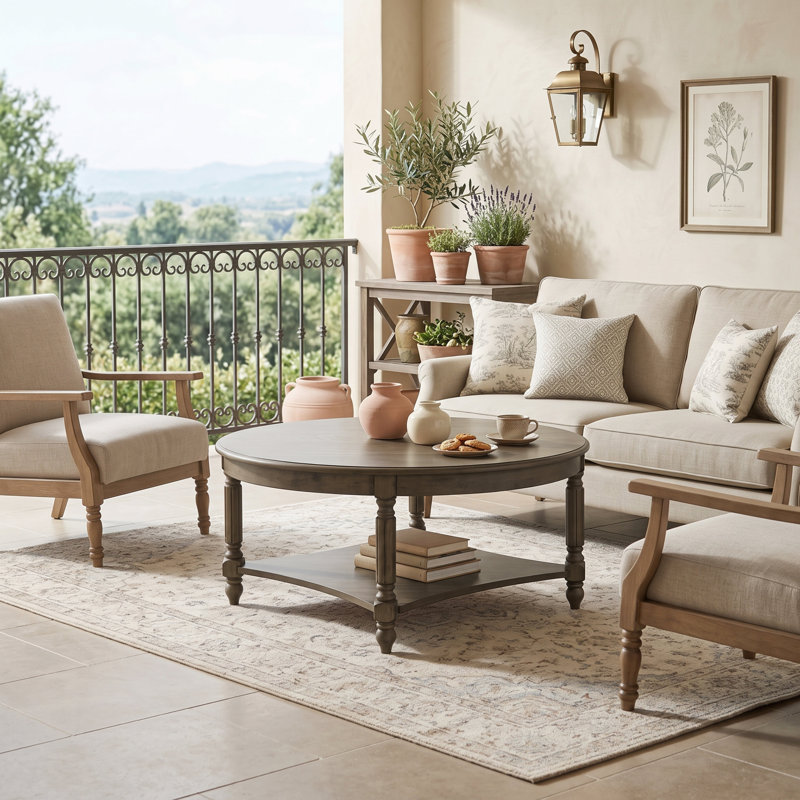 Locke Solid Wood Top Coffee Table, Brown