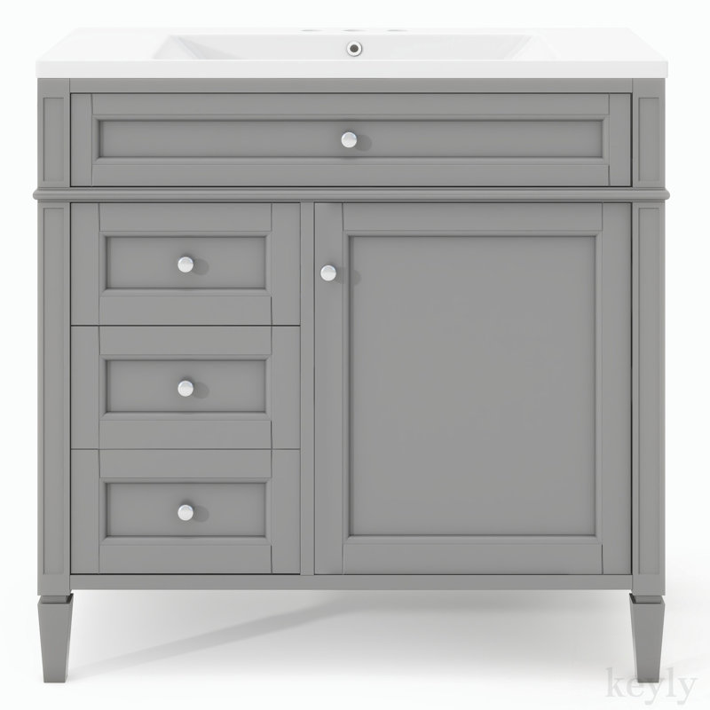 Dimitilde 36'' Single Bathroom Vanity with Ceramic Top, Green