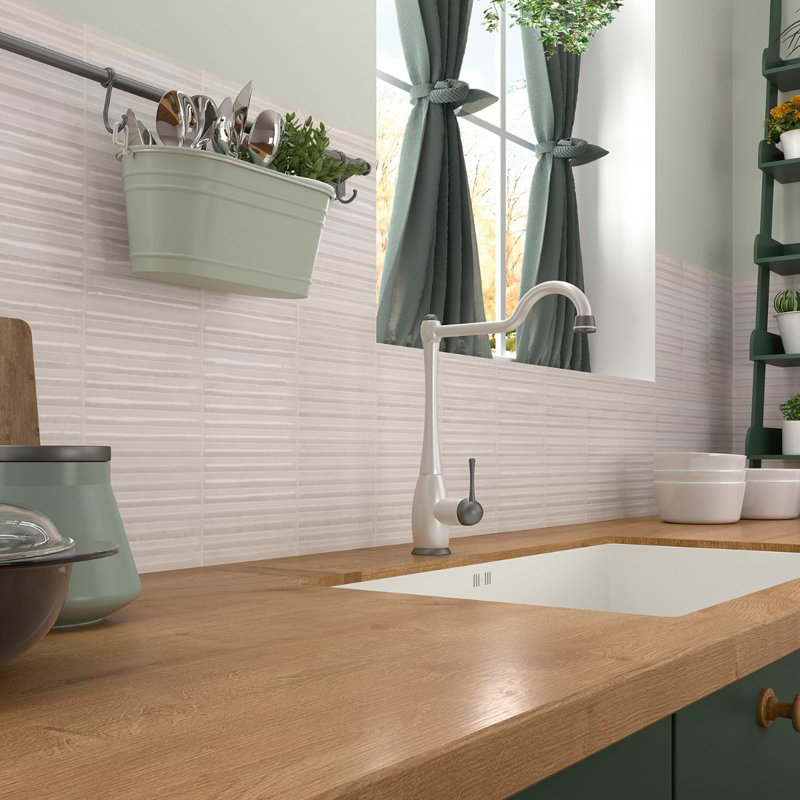 Curve Fluted 6X12 3D Glossy Ceramic Tile, White