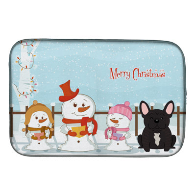 Tapis de séchage merry christmas caroleers french bouledogue bringé