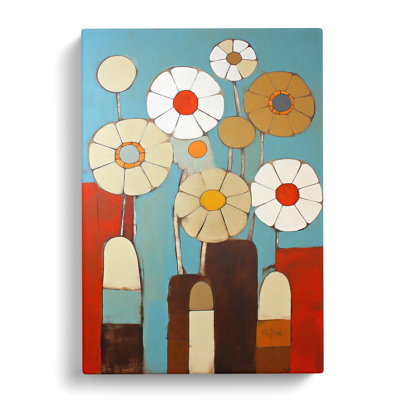 Mid Century Flowers - Wrapped Canvas