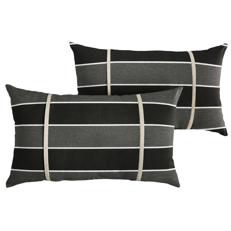 Ensemble de 2 coussins Sunbrella, Sunbrella - granit Peyton, H 14 po x l 24 po x P 6 po