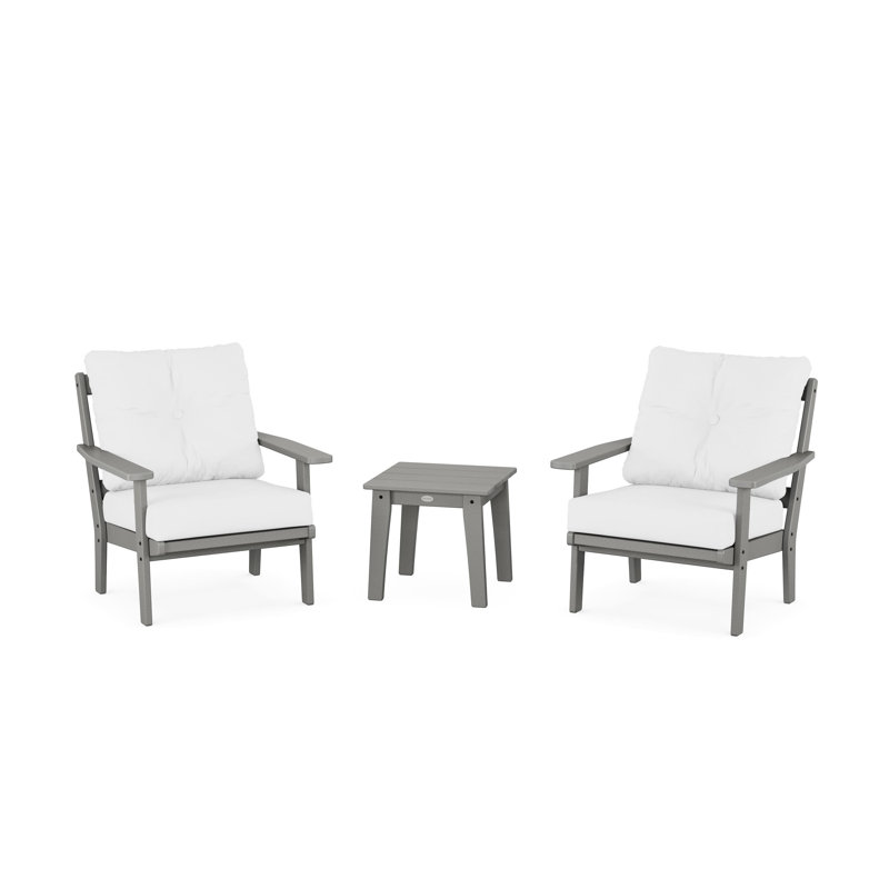 Ensemble de conversation à assise profonde 3 pièces Prairie, Natural, Gris ardoise