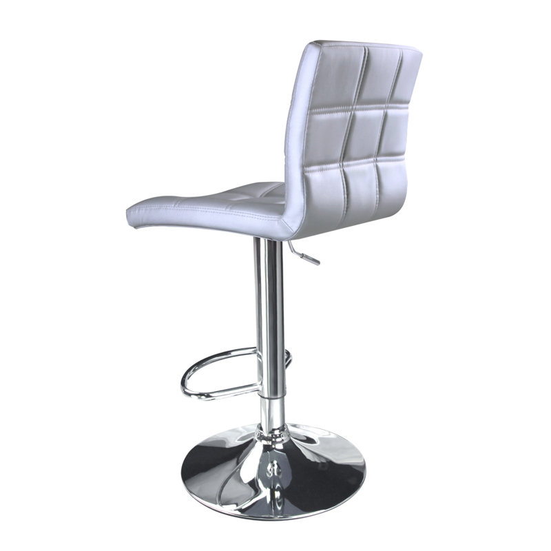 Ludly 32.5" Adjustable Spin Bar Stool, Silver