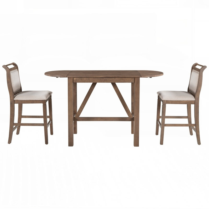Ensemble de salle à manger extensible à abattants avec 2 chaises, idéal pour les petits espaces et les décors rustiques, durable et élégant