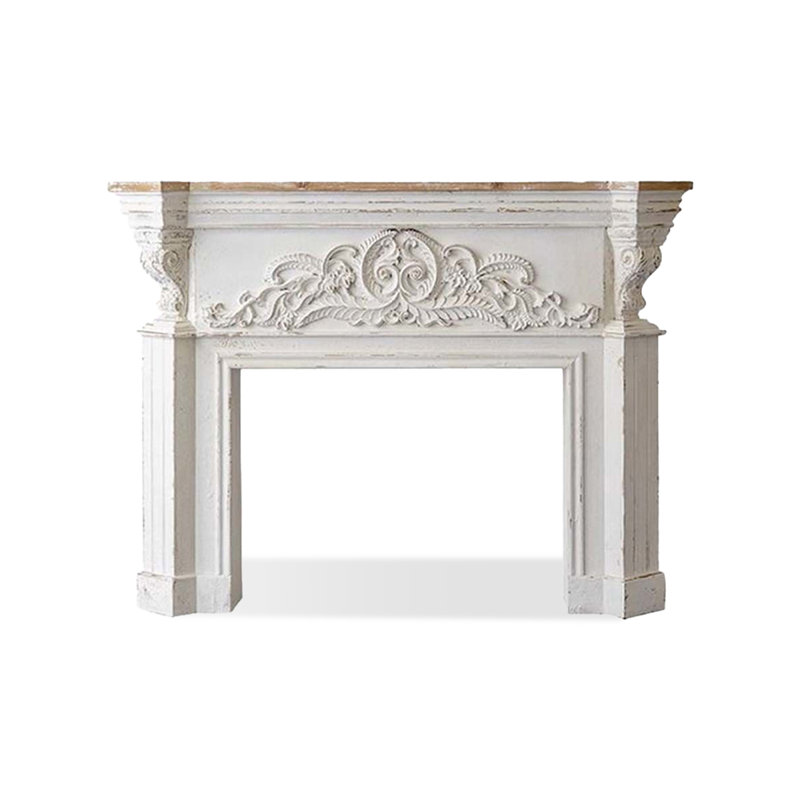White Manufactured Wood Freestanding Fireplace