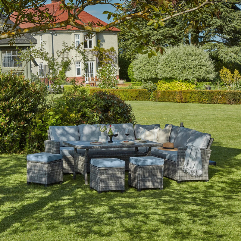 Allena 9 - Person Garden Lounge Set with Cushions, Grey