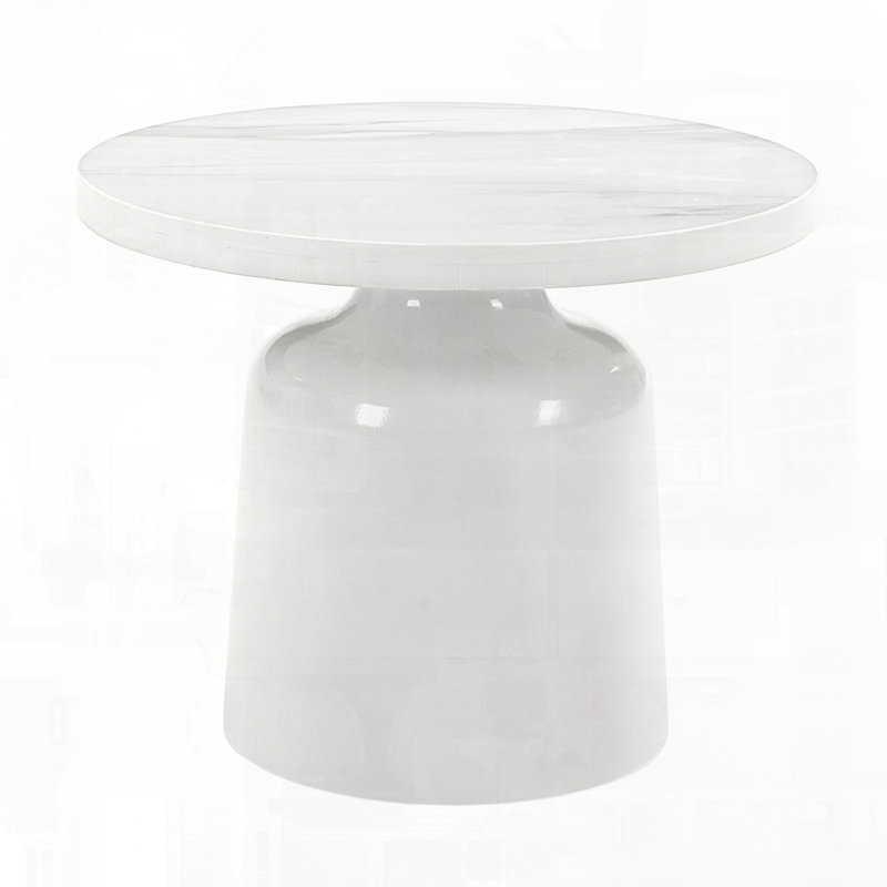 Engineering Marble & High Gloss Finish End Table