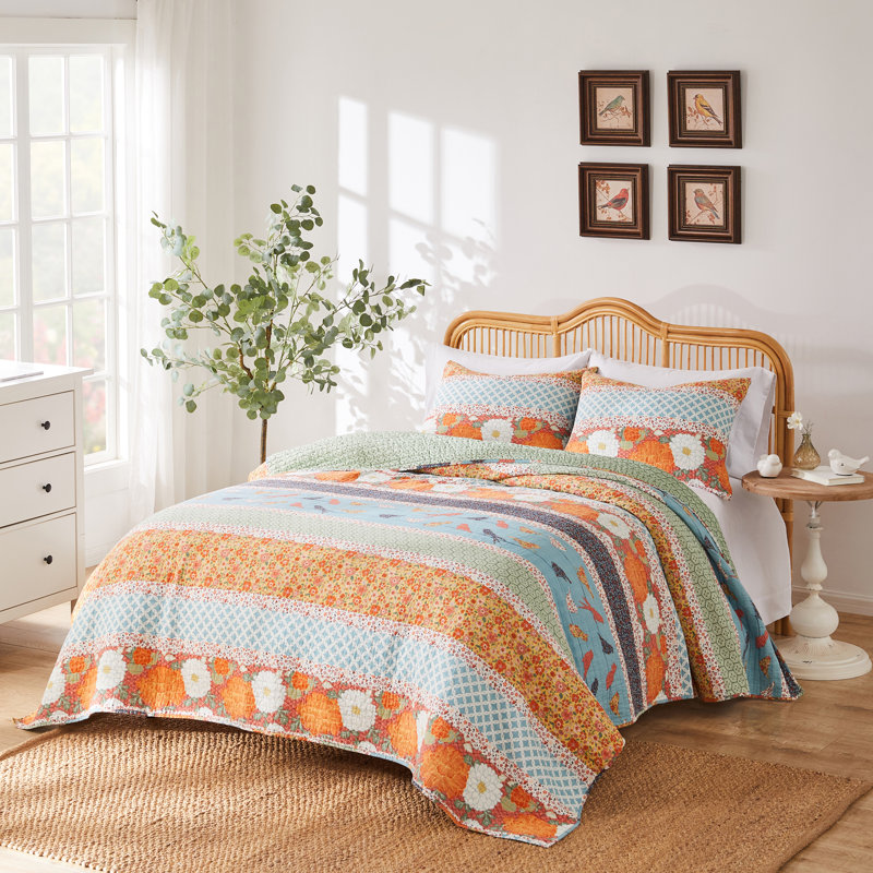Ensemble de courtepointe réversible Penelope, Courtepointe simple + 1 taie décorative standard