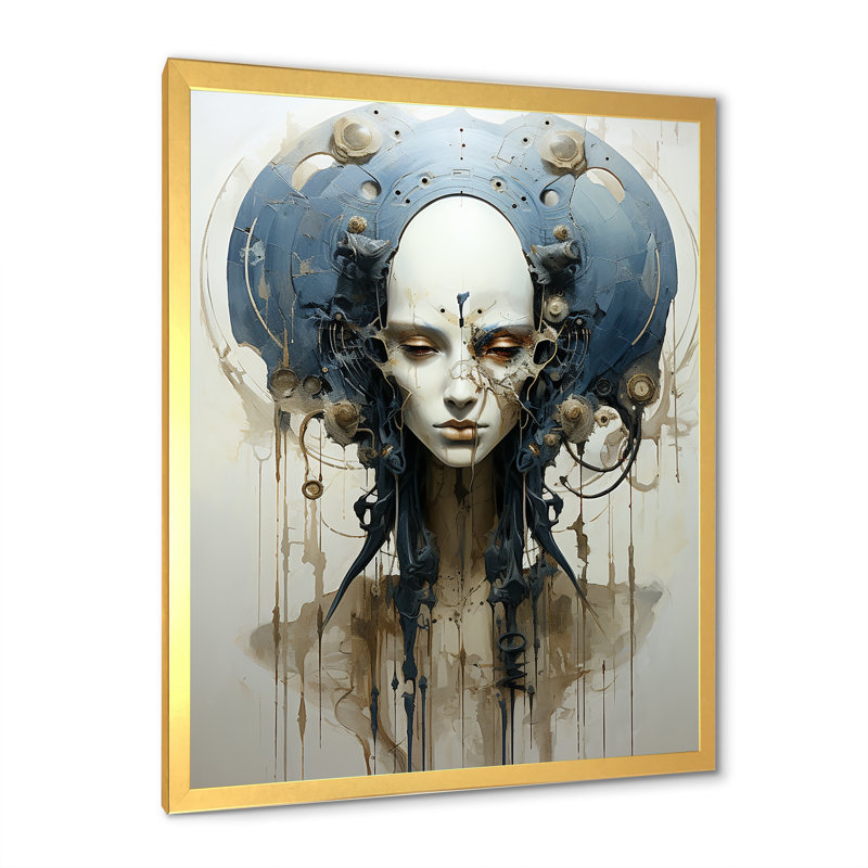 Minimalisme d'extraterrestres sur toile, H 32 po x l 24 po x P 1 po, Cadre doré simple