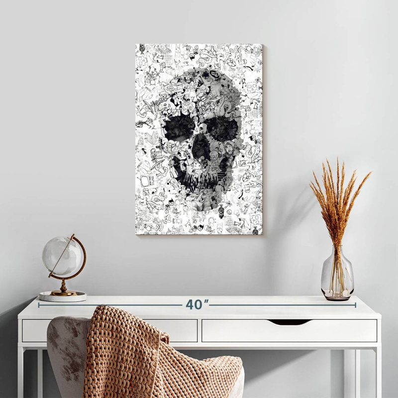 Kerner Doodle Skull, 24" H x 16" W
