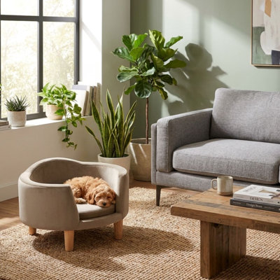 Lit luxueux pour animal de compagnie - velours brun clair