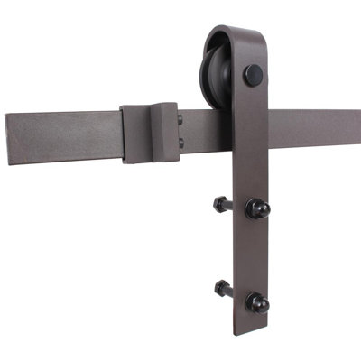 Panelled Manufactured Wood And Metal Black Sliding Barn Door With Installation Hardware Kit